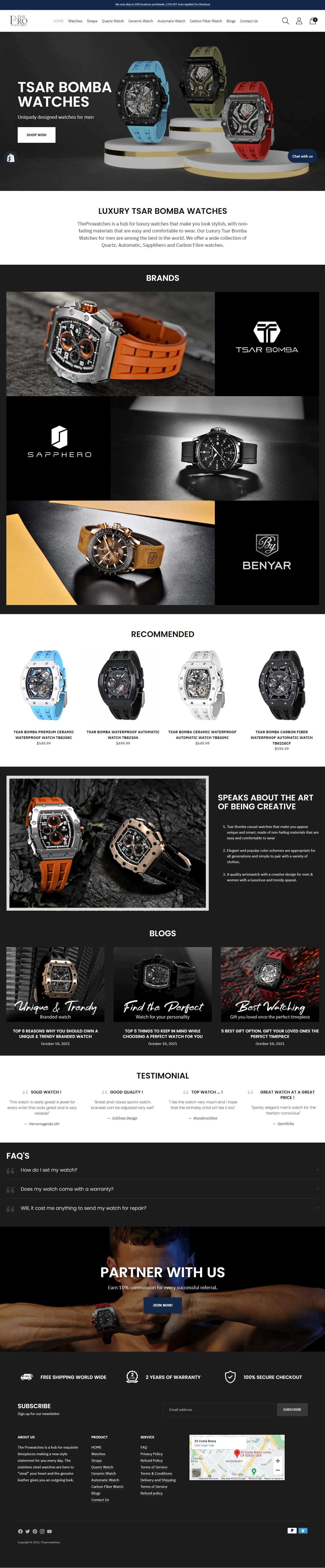 Tsar Bomba Watches website design