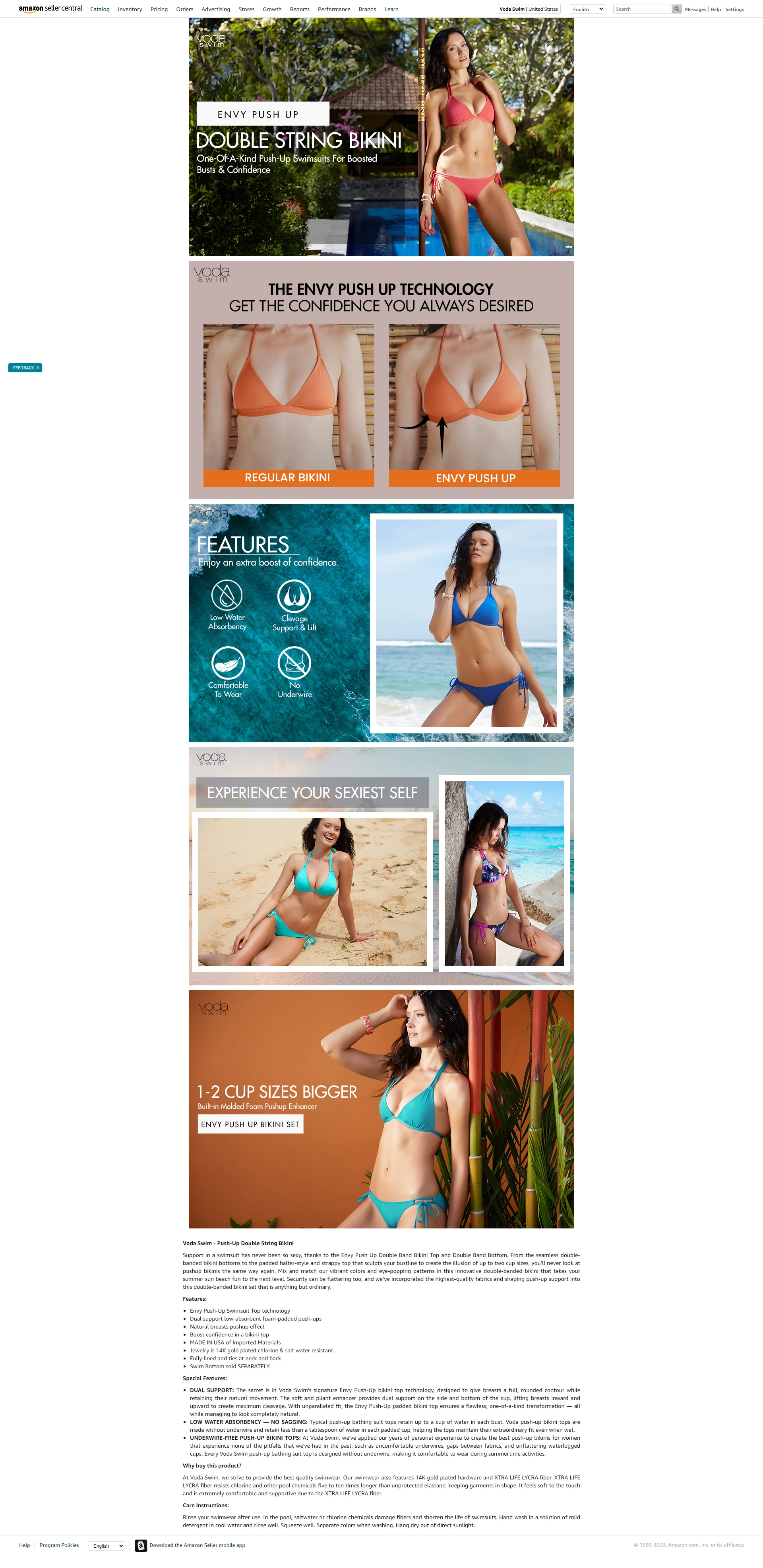 Voda Swim Push-Up Bikini Amazon A+ Content design