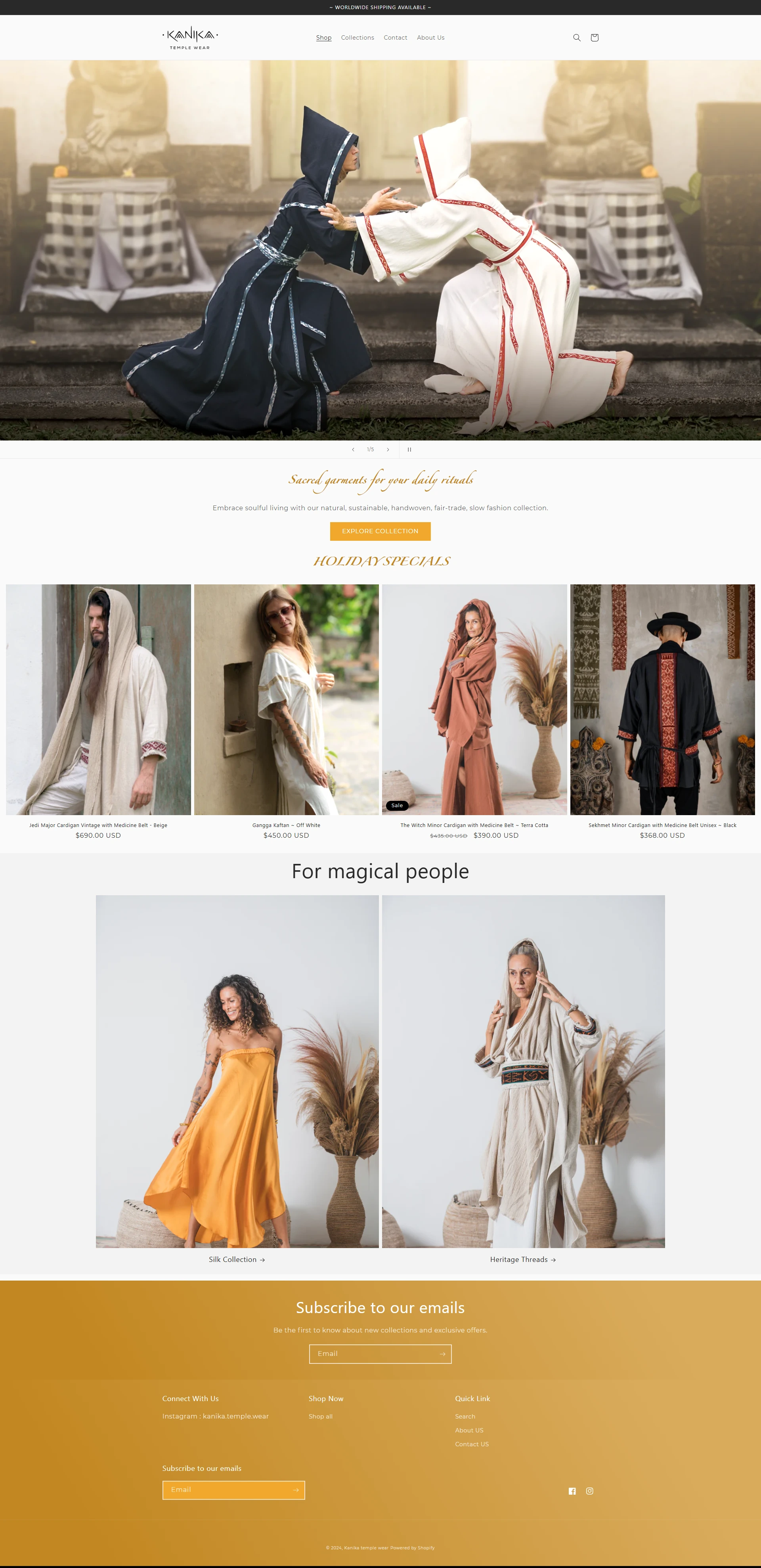 Kanika Temple Wear website design