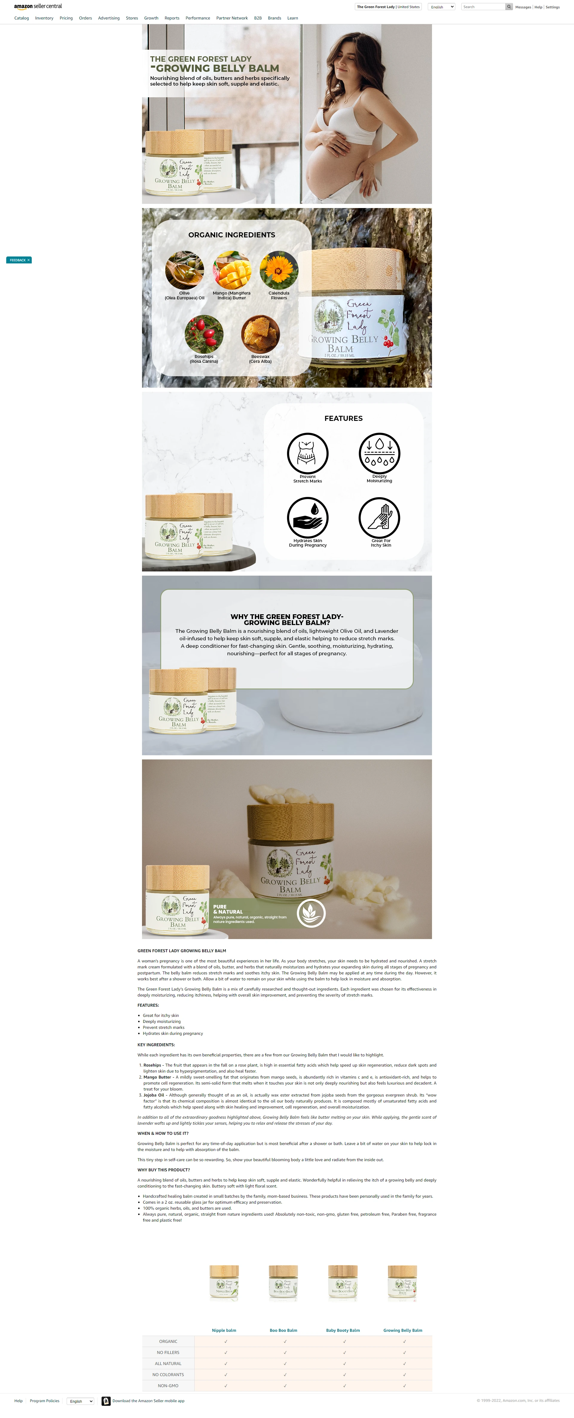 Green Forest Lady Belly Balm Amazon A+ Content design