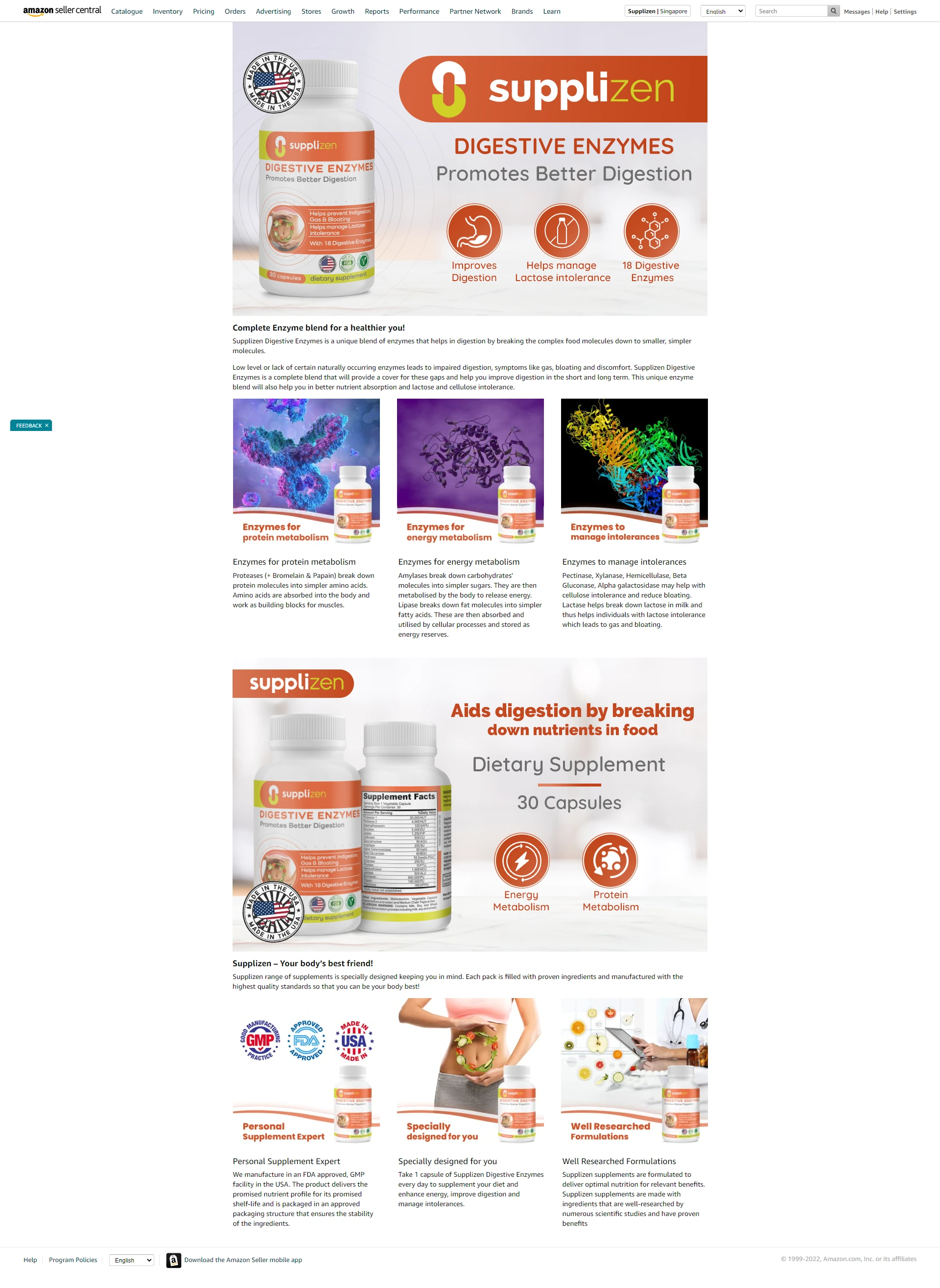 Supplizen Digestive Enzymes Amazon A+ Content design